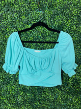 Load image into Gallery viewer, Teal cuff sleeve top
