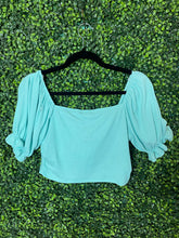 Load image into Gallery viewer, Teal cuff sleeve top

