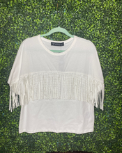 Load image into Gallery viewer, White fringe blouse
