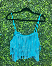 Load image into Gallery viewer, Turquoise fringe top
