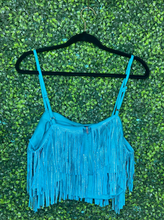 Load image into Gallery viewer, Turquoise fringe top
