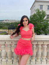 Load image into Gallery viewer, Coral top with ruffle sleeves
