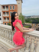 Load image into Gallery viewer, Coral top with ruffle sleeves
